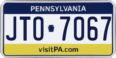 PA license plate JTO7067