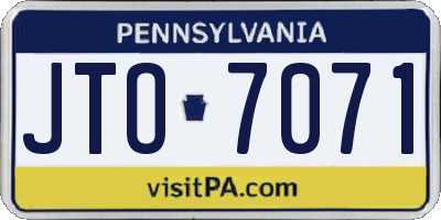 PA license plate JTO7071