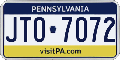 PA license plate JTO7072