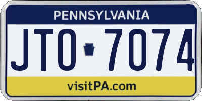 PA license plate JTO7074