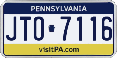PA license plate JTO7116