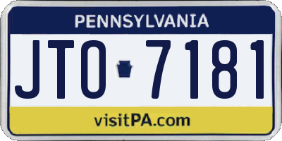 PA license plate JTO7181