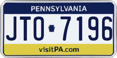 PA license plate JTO7196