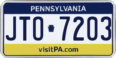 PA license plate JTO7203