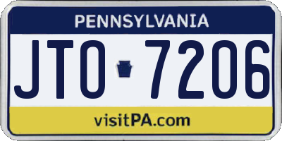 PA license plate JTO7206