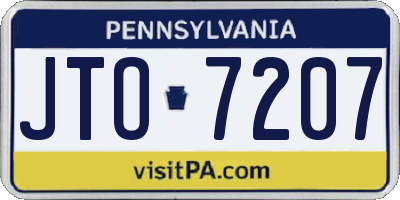 PA license plate JTO7207