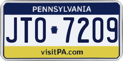 PA license plate JTO7209