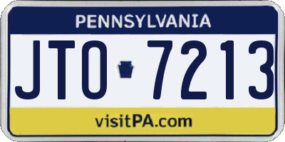 PA license plate JTO7213