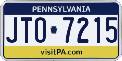 PA license plate JTO7215