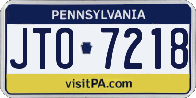 PA license plate JTO7218