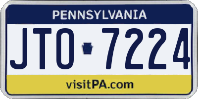 PA license plate JTO7224