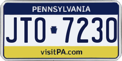 PA license plate JTO7230