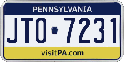 PA license plate JTO7231