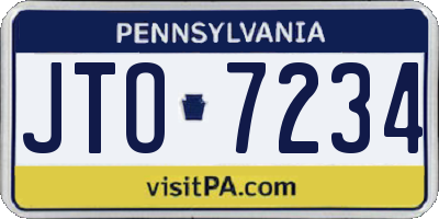PA license plate JTO7234