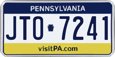 PA license plate JTO7241