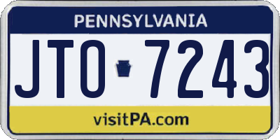 PA license plate JTO7243