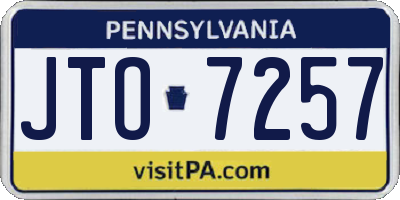 PA license plate JTO7257