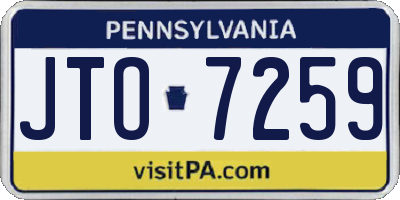PA license plate JTO7259