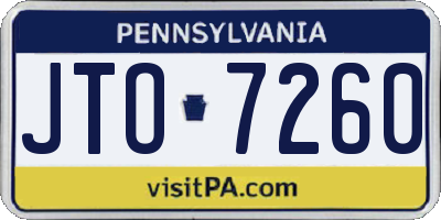 PA license plate JTO7260