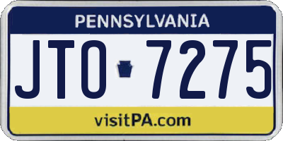 PA license plate JTO7275