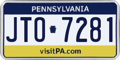 PA license plate JTO7281
