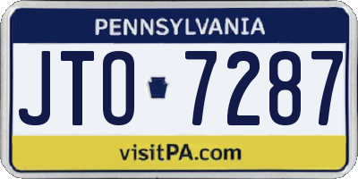 PA license plate JTO7287
