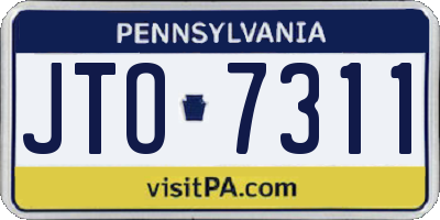 PA license plate JTO7311