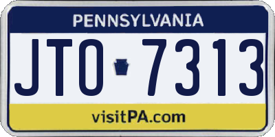 PA license plate JTO7313