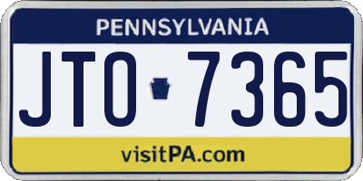 PA license plate JTO7365