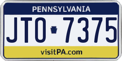 PA license plate JTO7375