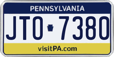 PA license plate JTO7380