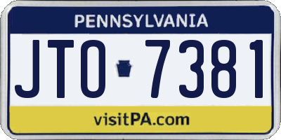 PA license plate JTO7381