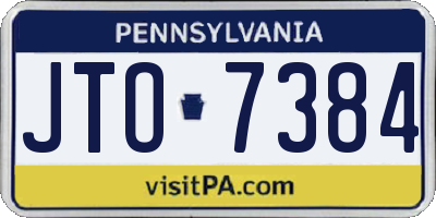 PA license plate JTO7384