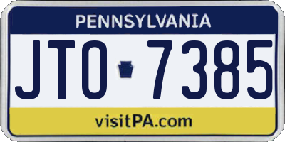 PA license plate JTO7385
