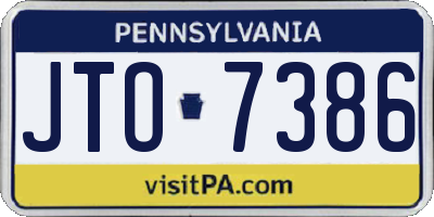 PA license plate JTO7386