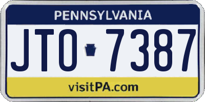 PA license plate JTO7387