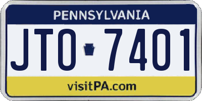PA license plate JTO7401