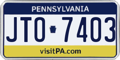 PA license plate JTO7403