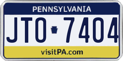 PA license plate JTO7404