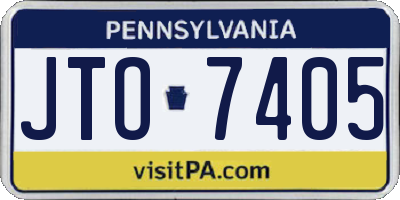 PA license plate JTO7405