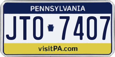 PA license plate JTO7407