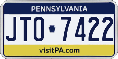 PA license plate JTO7422