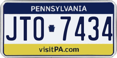 PA license plate JTO7434