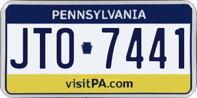 PA license plate JTO7441