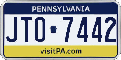 PA license plate JTO7442
