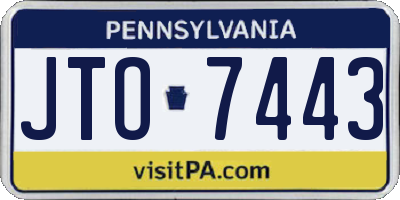 PA license plate JTO7443