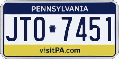 PA license plate JTO7451