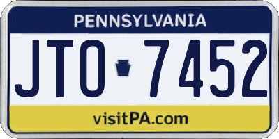 PA license plate JTO7452