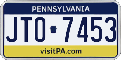 PA license plate JTO7453