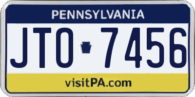 PA license plate JTO7456